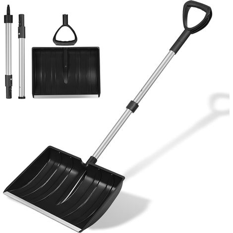 Ultraleichte 122 Cm (48 Zoll) Schneeschaufel – Vibrationsdämpfender Griff – 41 Cm (16 Zoll) Schaufelblatt Mit Metallschneide – Aluminiumgriff – Ideal Für Einfahrten, Autos, Camping Und Notfälle – Schw