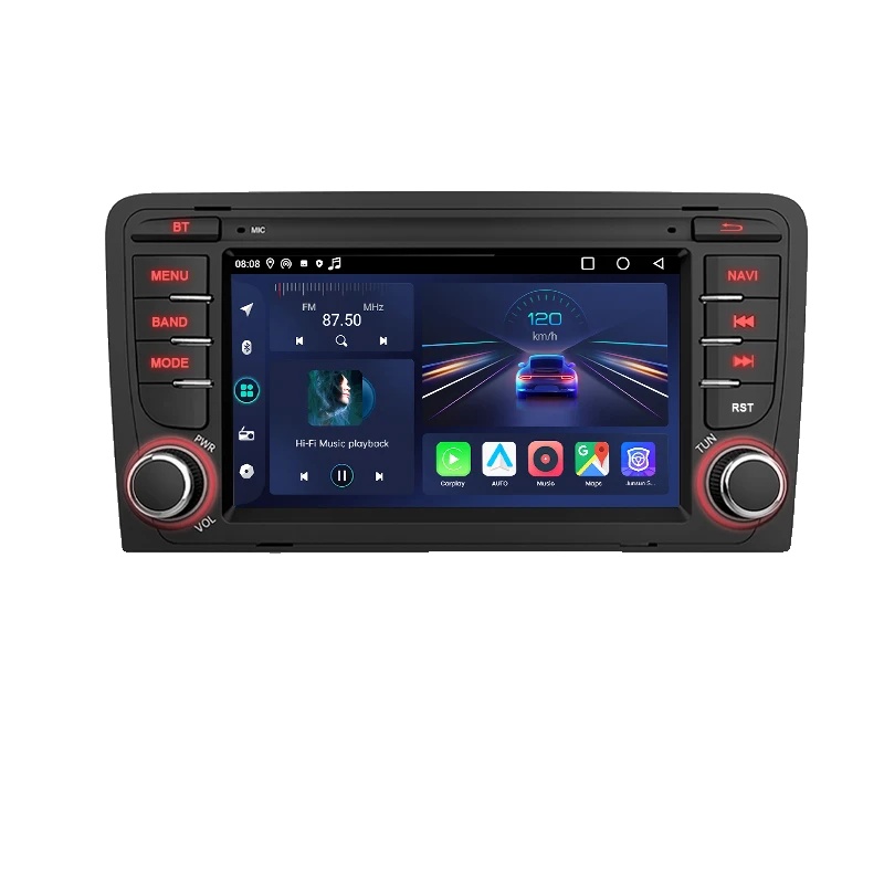 Carplay, 7-zoll-bildschirm, Android Auto Und Carplay, Kompatibilität Mit Audi A3 8p S3 2003-2012, V1 (2g 32g)
