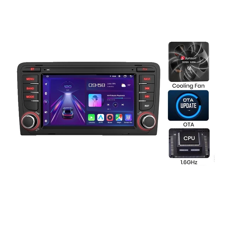 Carplay, 7-zoll-bildschirm, Android Auto Und Carplay, Kompatibilität Mit Audi A3 8p S3 2003-2012, V1 Plus (4g 64g)