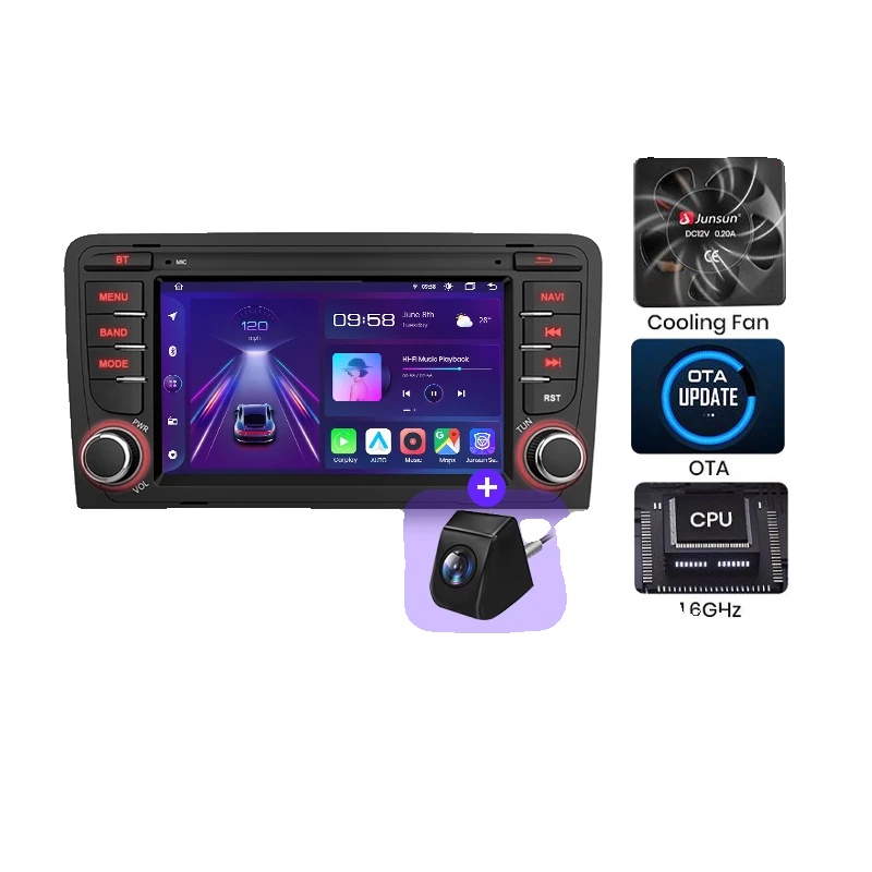 Autoradio, Displaygröße, Smartphone-kompatibilität, Kompatibel Mit Audi A3 8p S3 2003-2012, V1plus (6gb 128gb)+geschenk Cam, Keine