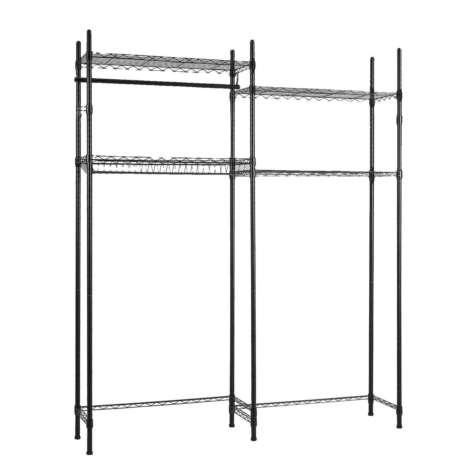 Über Waschmaschinen- Und Trocknerregal, Verstellbare Regale, Stabiler Metallrahmen, 2rows 4 Schichten Schwarz