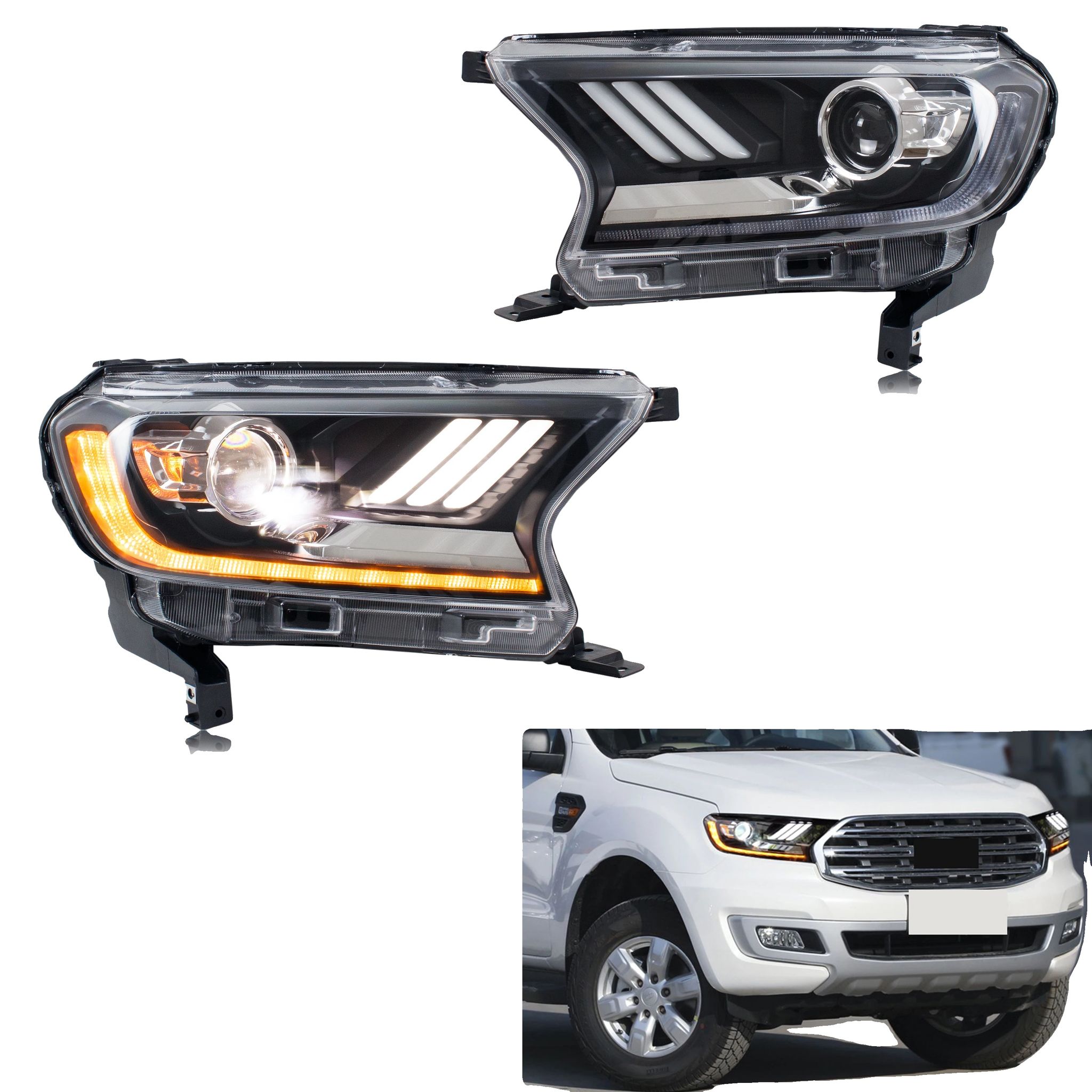 Scheinwerfereinheit, Pc- Und Abs-material, 12 V Spannung, Sequenzielle Blinker, Ce-zertifiziert, Kompatibel Mit Ford Ranger 2015-2021 T7 T8