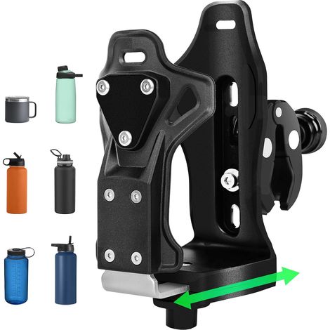 Verbesserter Getränkehalter Für Motorräder Und Quads Mit Diebstahlsicherung – Extra Großer Flaschenhalter (5 Bis 9 Cm) – Universell Mit Metallclip – Geeignet Für Roller, Boote, Kinderwagen Und Rollstü