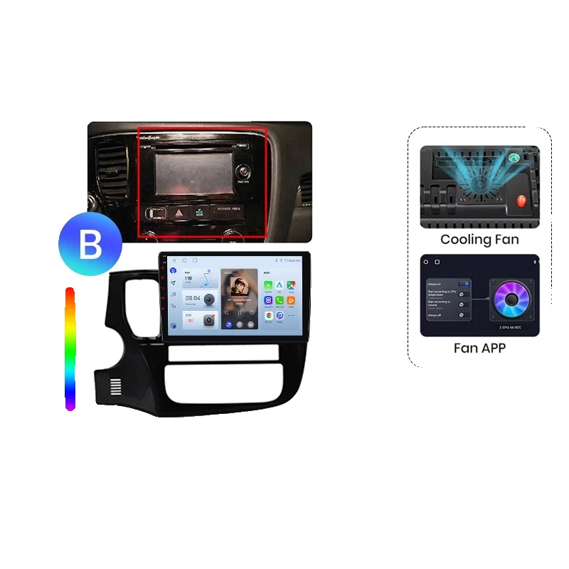 Autoradio, Multimedia-unterstützung, Navigationssystem, Kompatibel Mit Mitsubishi Outlander 3 2012-2018, V1 Pro (4gb-64gb) - B