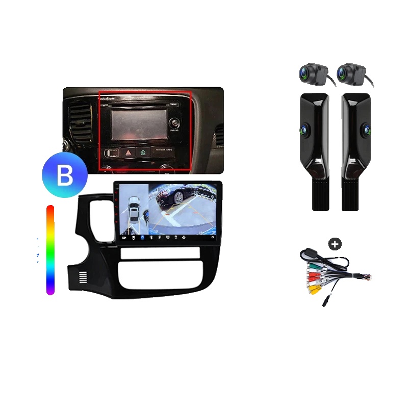 Autoradio, Multimedia-unterstützung, Navigationssystem, Kompatibel Mit Mitsubishi Outlander 3 2012-2018, V9 Pro 360 Schwarz (6gb-128gb) - B