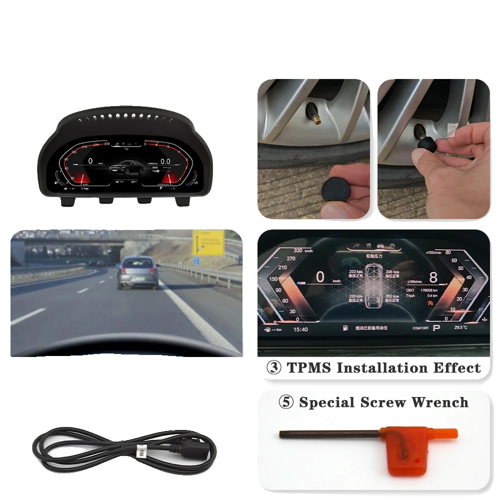 Kabelloses Carplay, Digitales Armaturenbrett, Reifendrucküberwachung, Kompatibel Mit Bmw X4 F26 2011-2018, X4 F26 Mit Tpms