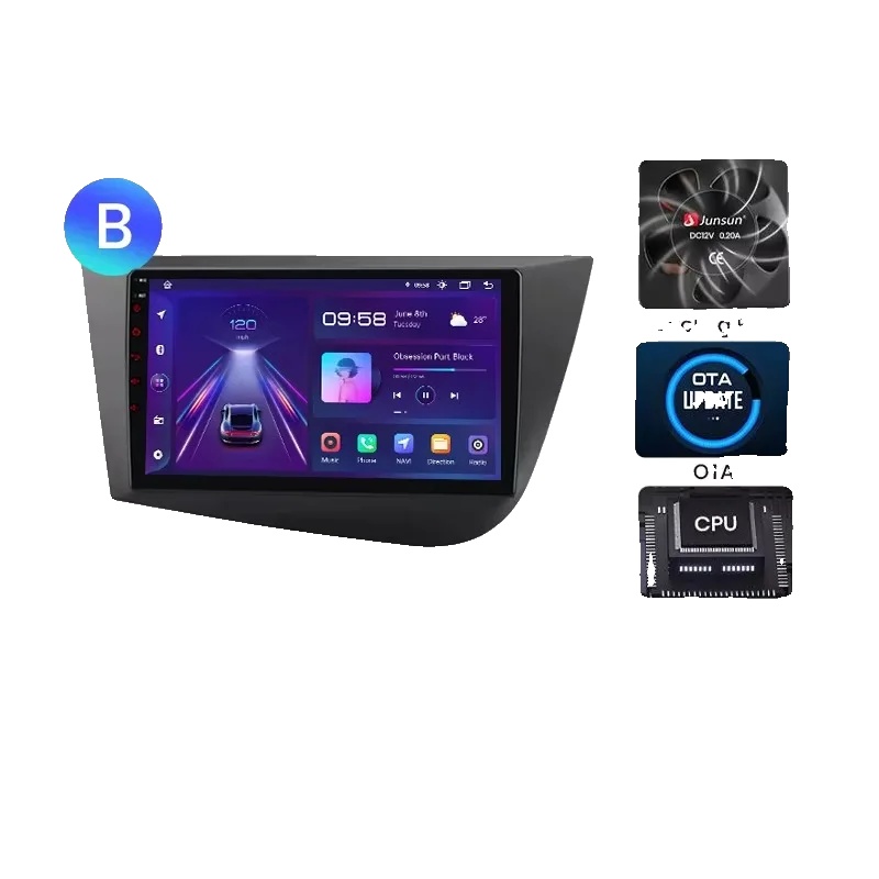 Autoradio, Touchscreen, Audioplayer, Kompatibel Mit Seat Leon Mk2 (1p) 2005-2012, Eingebauter Kühllüfter Android Gps, V1 Plus (2gb-32gb) - B