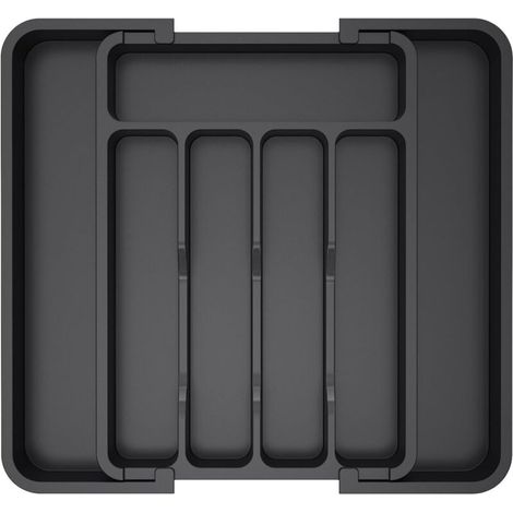 Verstellbarer Besteckschubladeneinsatz – Für Löffel, Gabeln Und Messer – 38 × 34 × 5 Cm, Schwarz