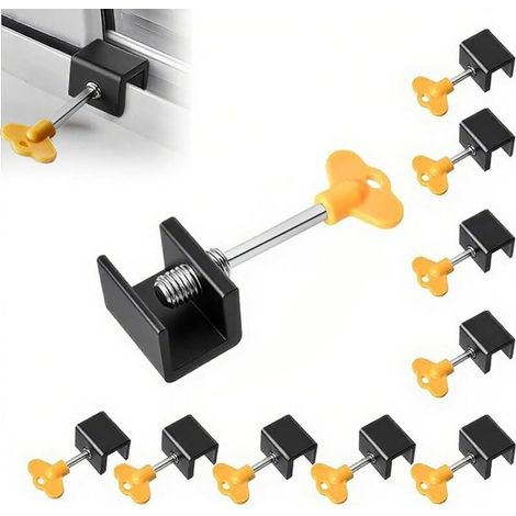 Verstellbarer Schiebefensterriegel Aus Aluminiumlegierung, Robust Und Sicher, Für Den Hausgebrauch Geeignet, Einzelloch, 10 Stück, Schwarz