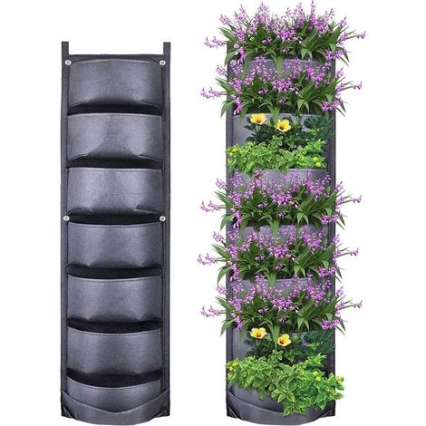 Vertikale Wandpflanzkästen – 7 Fächer – Schwarz – Ideal Für Wohnungen Und Gärten