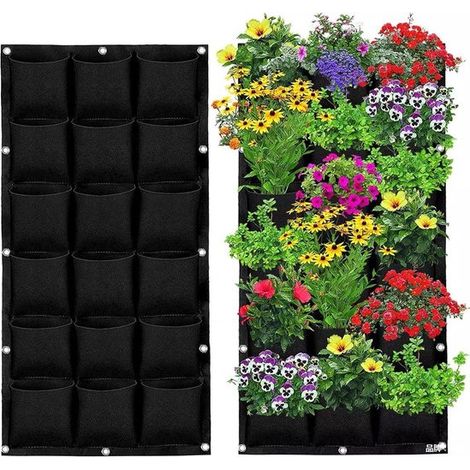 Vertikaler Garten – 18 Fächer – Pflanzsack – Gemüsegarten – Hängender Pflanzsack – Hängender Garten – 18 Geräumige Fächer – 100 X 50 Cm