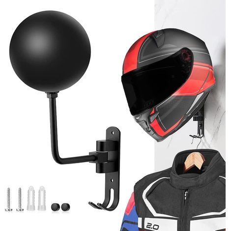Wandhalterung Für Motorradhelme, 180-grad-drehung, Haken Zum Aufhängen Eines Helms Und Einer Motorradjacke An Der Wand.