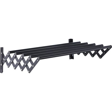 Wandhängender Wäscheständer, 43 Cm (17 Zoll), Tragkraft 59 Kg (130 Lb), Rostfrei, Ausziehbar Und Faltbar, Einfache Montage Mit 7 Trockenstangen, Platzsparend – Schwarz