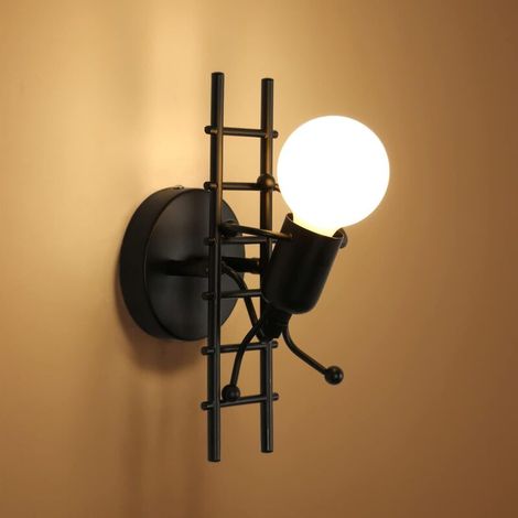 Wandleuchte Für Den Innenbereich, Kreative Kletterwandleuchte In Form Einer Menschlichen Figur, Moderne Wandleuchte Aus Eisen, Schwarze E27-fassung, Für Kinderzimmer, Flur, Restaurant, Treppenhaus, Kü