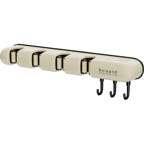Wandmontierter Besenhalter, Mehrzweck-wandbesenhalter Mit 4 Schlitzen Und 3 Haken, Bohrfreie Wandmontage, Besenaufbewahrung Für Küche, Bad, Garage Und Garten (schwarz), Von D