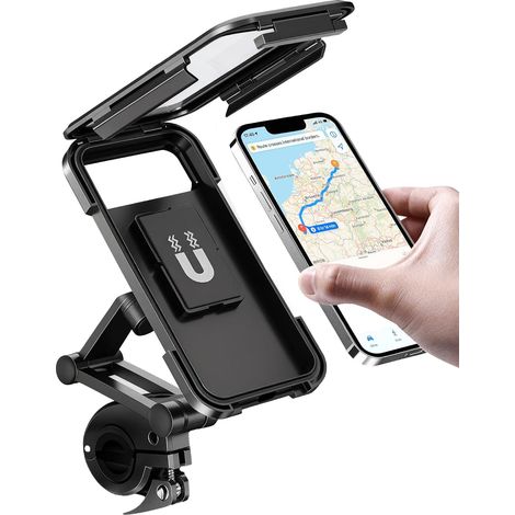 Wasserdichte Fahrrad-handyhalterung – 2,5 Cm Kugelgelenk – Doppelarm – Fahrradzubehör – 720°-drehung – Kompatibel Mit Smartphones Von 5,5 Bis 6,8 Zoll – Schwarz