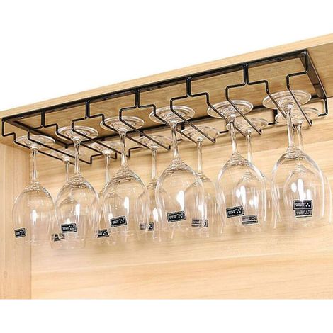 Weinglasregal Aus Metall – 6 Reihen Für 10 Bis 15 Gläser – Maße: 50 X 22,5 X 5,5 Cm – Einfache Montage Unter Dem Küchenschrank
