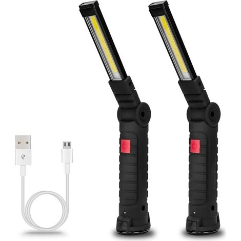 Wiederaufladbare Arbeitsleuchte – Mit Magnetfuß, 360°-drehung – Ideal Zum Lesen, Für Autoreparaturen Usw. – 2er-pack, 15,5 Cm