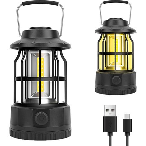 Wiederaufladbare Campinglaterne, Usb-betrieben, Stufenlos Dimmbar, Retro-campinglampe Aus Metall, Wasserdicht, Vintage-led-hängezeltleuchte Für Den Outdoor-einsatz, Wandern.