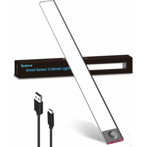 Wiederaufladbare Led-küchenleuchte (40 Cm), Dimmbar, 3600 Mah, Mit Bewegungsmelder, Kabellos, Für Die Unterbaumontage, Nachtlicht Mit Bewegungsmelder Für Kleiderschränke, Schwarz
