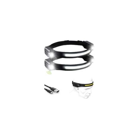 Wiederaufladbare Led-stirnlampe, 1200 Lm, Doppel-stirnlampe Mit 12 Stunden Akkulaufzeit, 5 Leuchtmodi, Leicht Mit Bewegungssensor, Ipx4 Wasserdicht (schwarz, 2er-pack)