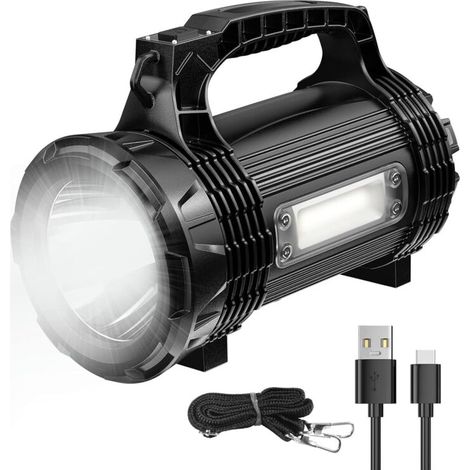 Wiederaufladbare Led-taschenlampe, Leistungsstarke Taschenlampe Mit 8 Leuchtmodi, 1200 Lumen, Inklusive Usb-kabel, Ip65 Wasserdicht, Schultergurt Für Camping/wandern/notfälle