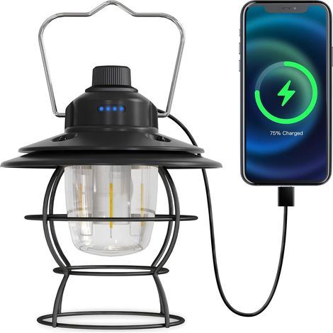Wiederaufladbare, Dimmbare Led-campinglaterne – Retro-vintage-stil – 2700–6500 K – Wasserdicht – Ideal Für Garten, Wandern Und Notbeleuchtung