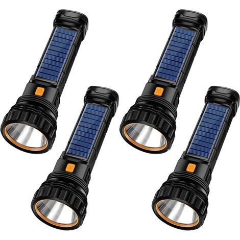Wiederaufladbare, Solarbetriebene Multifunktions-taschenlampe Mit Notfallblitzlicht Und Batterie, 4 Stück