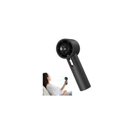 Wiederaufladbarer Handventilator – Kleiner Handventilator – Leistungsstarker Ventilator Mit Digitalanzeige – Leises Kühlgerät – 3 Geschwindigkeitsstufen – Schwarz