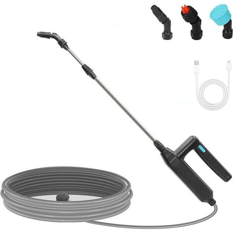 Wiederaufladbarer Elektrischer Rasensprenger – Ausziehbare Bewässerungslanze Mit 8 M Schlauch, 3 Düsen Und Filter – Ideal Für Unkraut, Rasen Und Garten