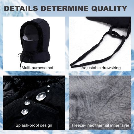 Winterfleece-sturmhaube, Winddichte Sturmhaube, Wärmender Halswärmer/schal Für Damen Und Herren, Verstellbar Mit Kordelzug, Multifunktionale Mütze Zum Skifahren, Radfahren Und Für Outdoor-aktivitäten