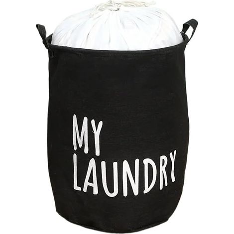 Wäschekorb Aus Baumwolle Und Leinen – Faltbarer Und Wasserdichter Aufbewahrungskorb, Ideal Für Kleidung Und Spielzeug (schwarz) 35 X 45 Cm
