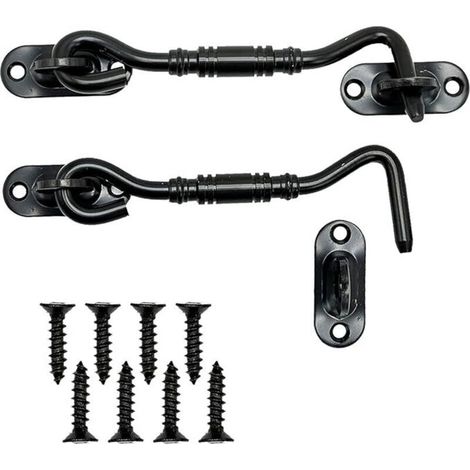 Zweiteilige Schwarze Türriegel – Mit Öse Und Bolzen – Für Scheunentüren, Badezimmertüren Und Fenster – 15 Cm