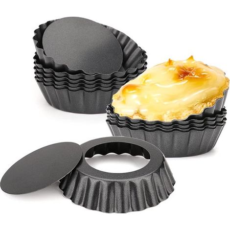 Zwölf 7,5 Cm Mini-kuchenformen Mit Herausnehmbarem Boden, Aus Kohlenstoffstahl, Wiederverwendbar, Für Quiches, Käsekuchen, Desserts, Cupcakes, Muffins, Backutensilien