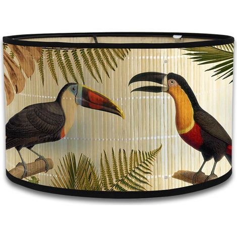 Zylindrischer Lampenschirm Im Retro-stil Aus Rohleinen Mit Vogelmotiv, Ersatzteil Für Kronleuchter/stehlampen, 30 X 30 X 20 Cm