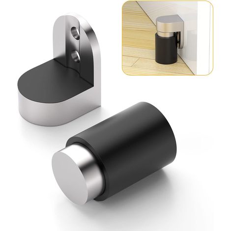 Zylindrischer, Bodenmontierter Türstopper Aus Edelstahl, Robuster Magnetischer Türstopper, Höhenverstellbar, Gebürstete Satin-oberfläche, Bodenmontage