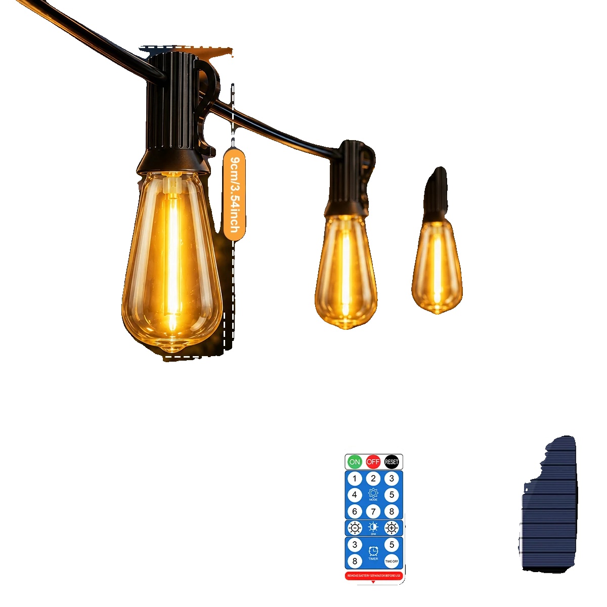 Außen Solar Led Lichterkette, Fernbedienung, Wetterfest, 17.25m 45lampen