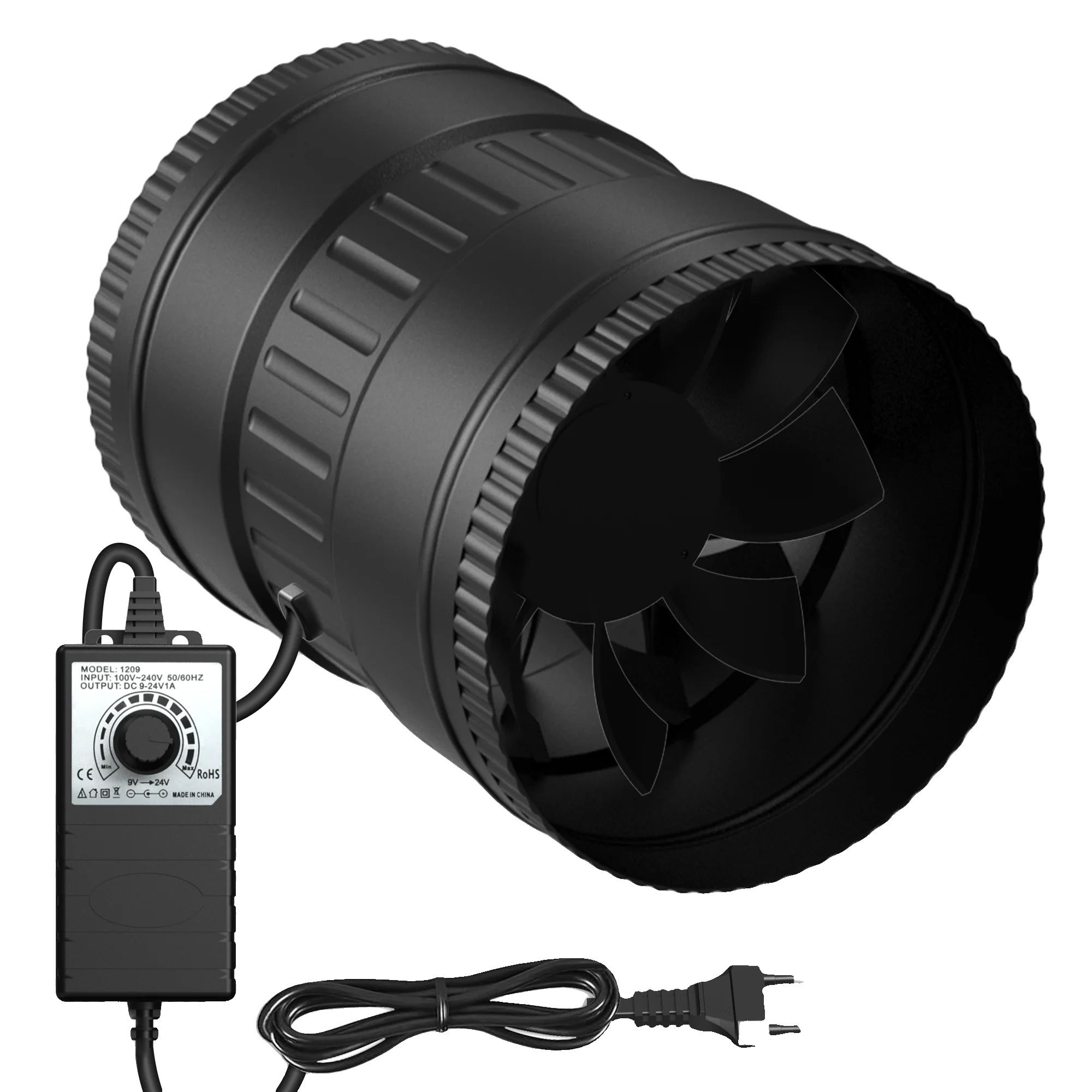 Rohrventilator, 100 Mm Durchmesser, 221 M³/h Luftstromkapazität, 6w Stromverbrauch, 26-58 Db Geräuschpegel, Einstellbare Geschwindigkeitsregelung