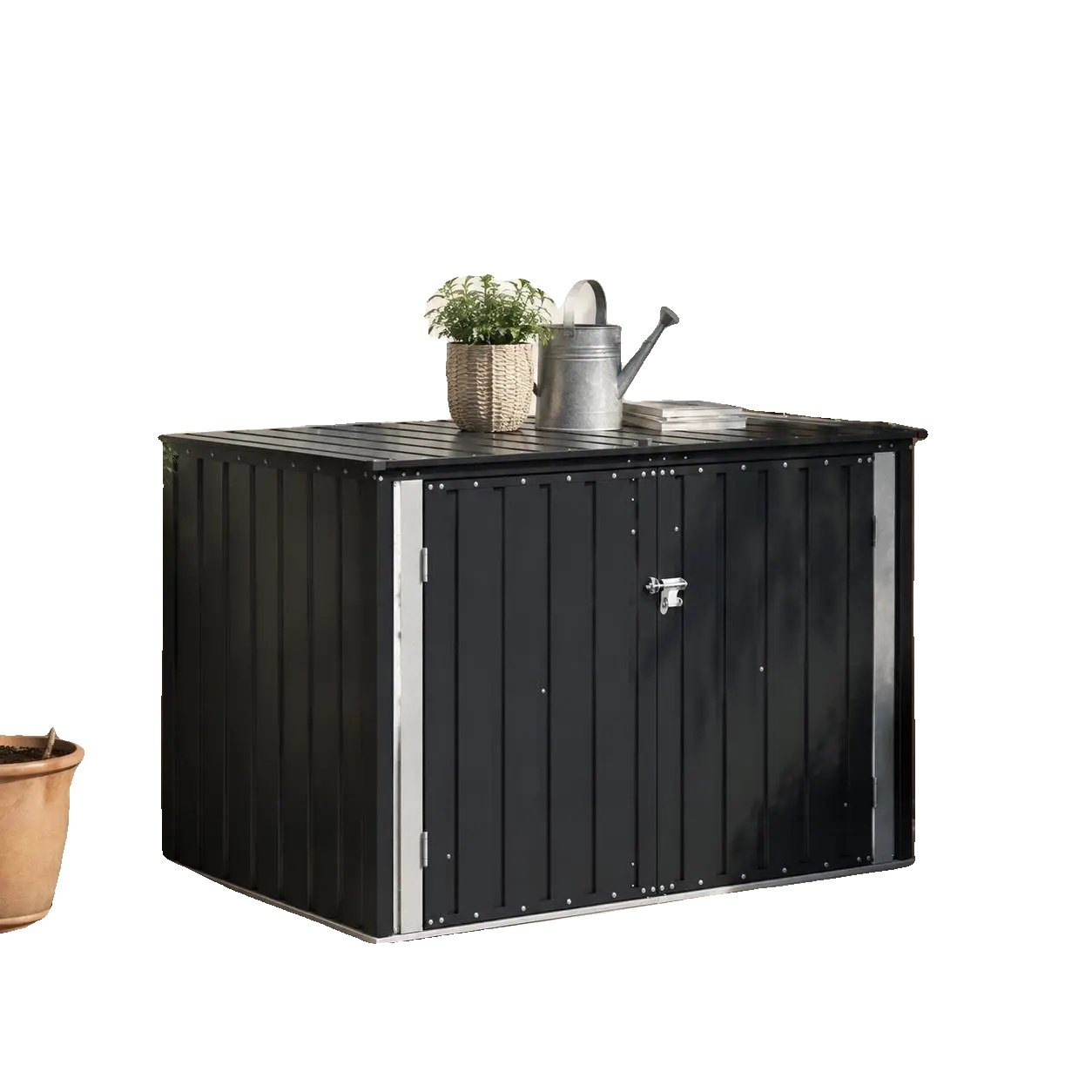 Aufbewahrungsbox, Metallkonstruktion, Wasserdichte Eigenschaft, Schwarz