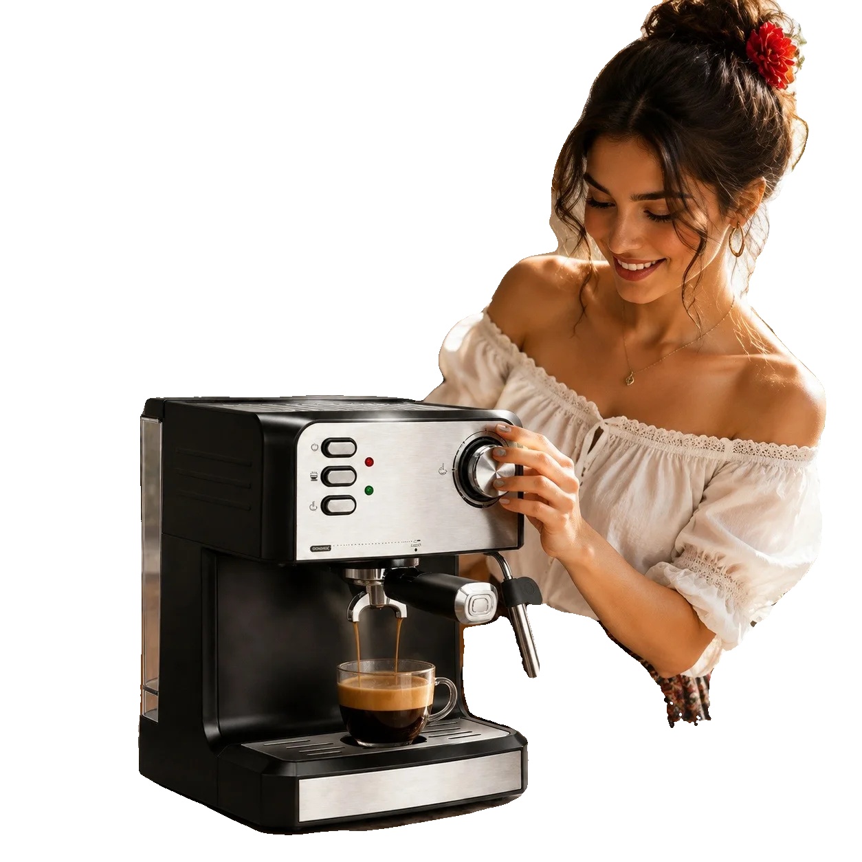 Espresso-kaffeemaschine, 20-bar-druckpumpe, Milchaufschäumer, Schwarz