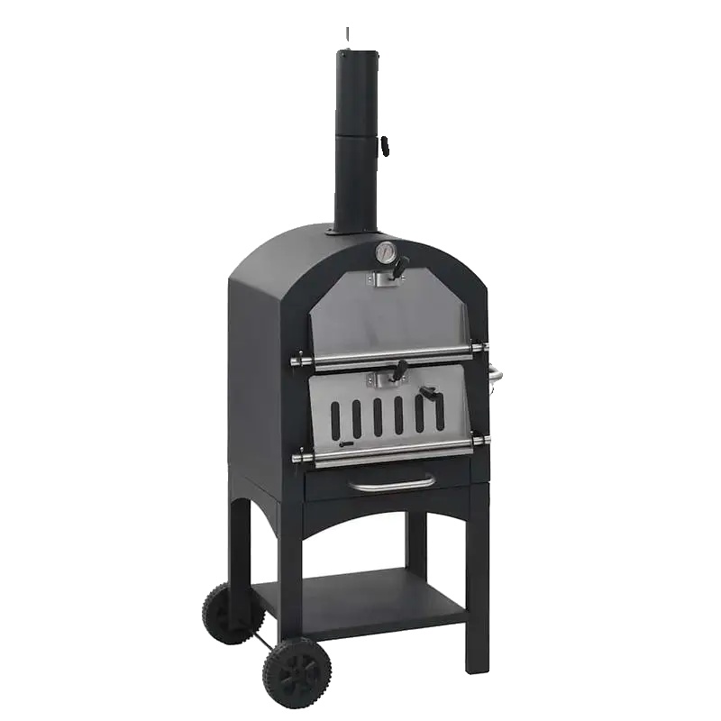 Pizzaofen, Holzkohlekochen, Tragbares Design, Schwarz