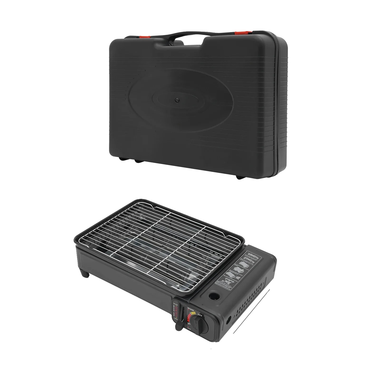 Gasgrill, Tragbares Design, Einstellbare Flammenkontrolle, Schwarz
