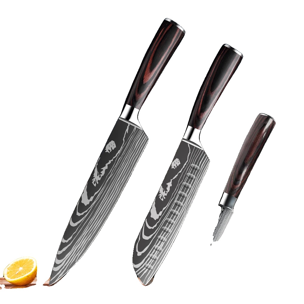 Küchenmesser Set, Hochkohlenstoff-edelstahl, Ergonomischer Griff, Adi