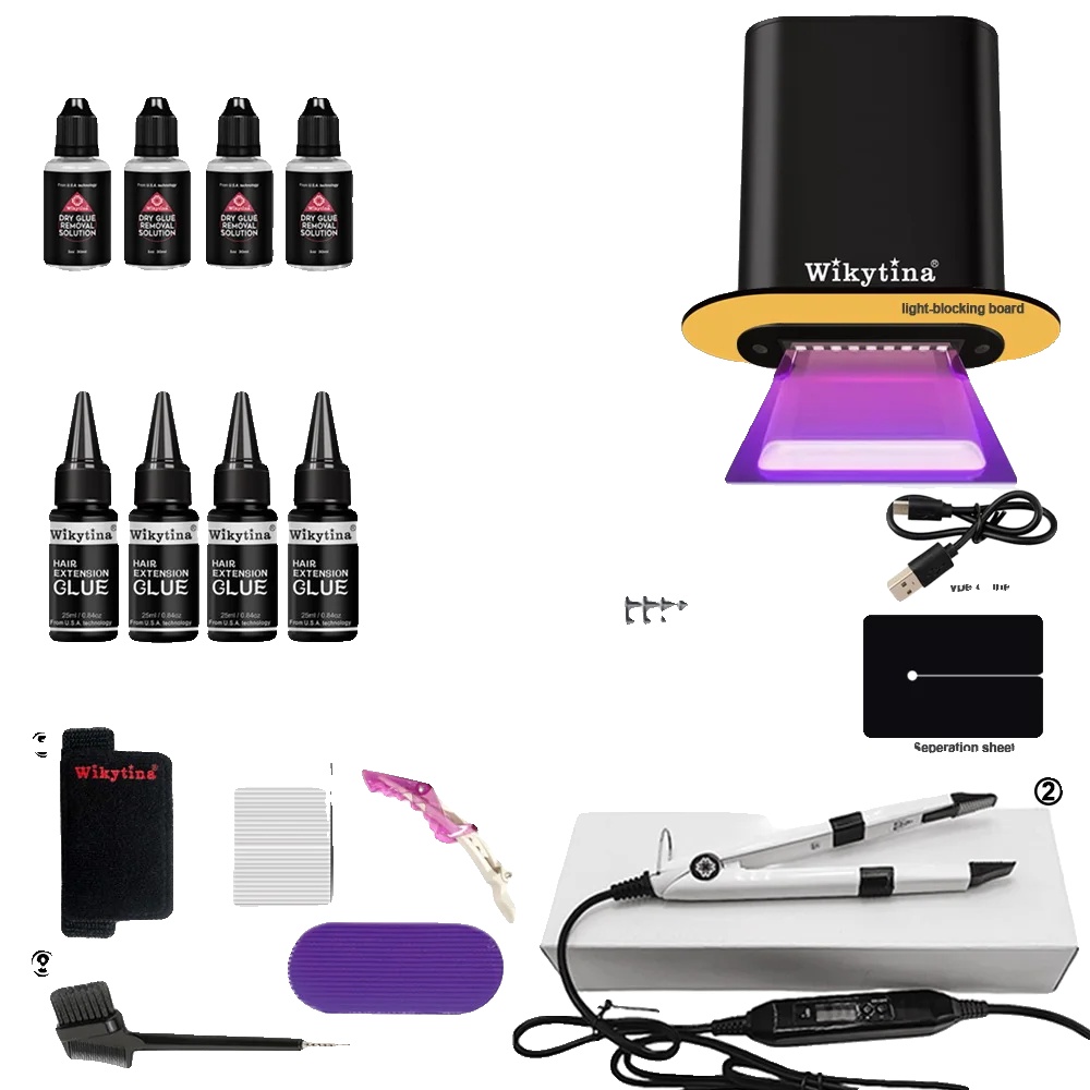 Haarverlängerungs-kleber-set, Schnell Trocknender Kleber, Einfache Anwendungstools, Uv-licht-set 2-