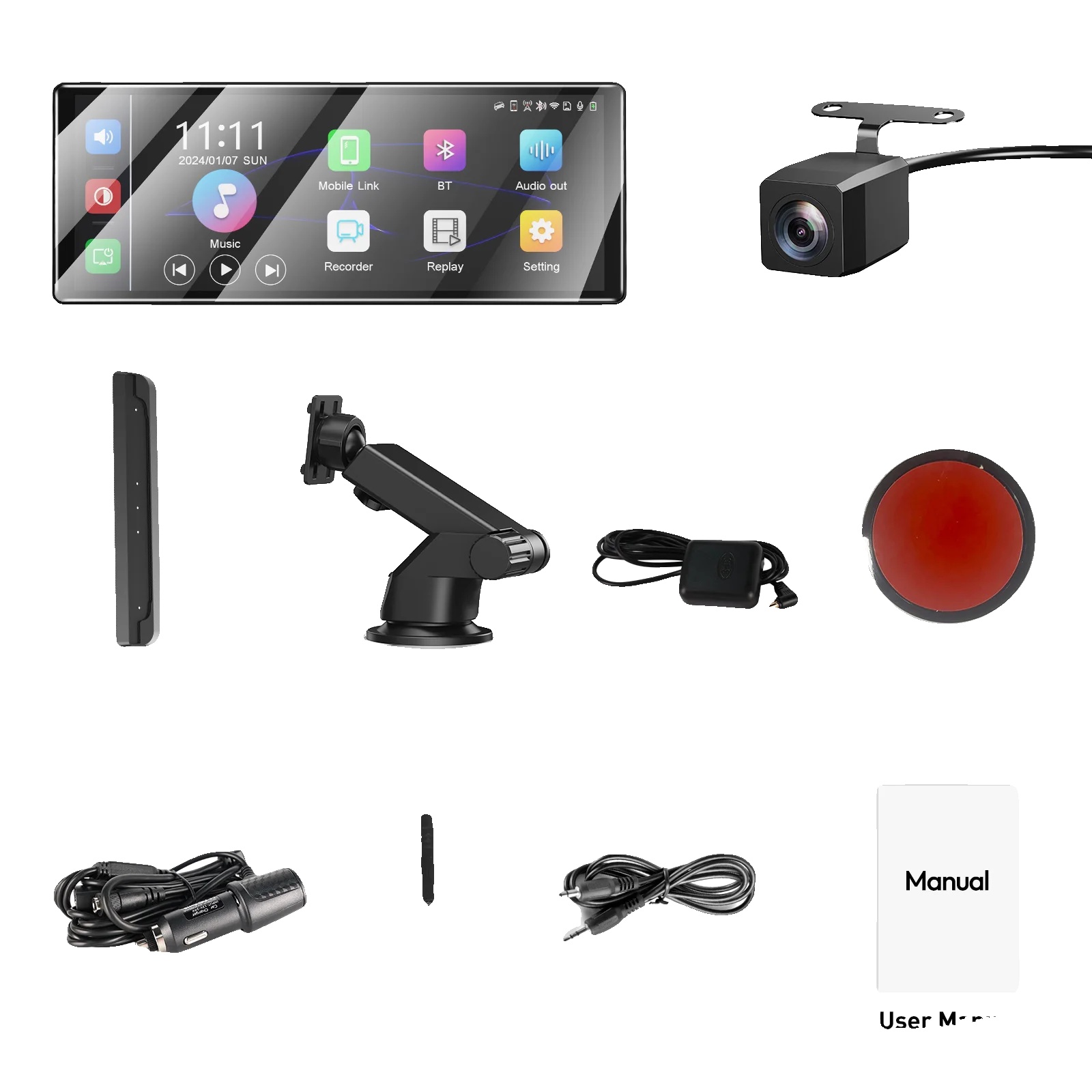Autoradio, 4k-display, Dual-lens Dashcam, 11.3 In Gps-antenne