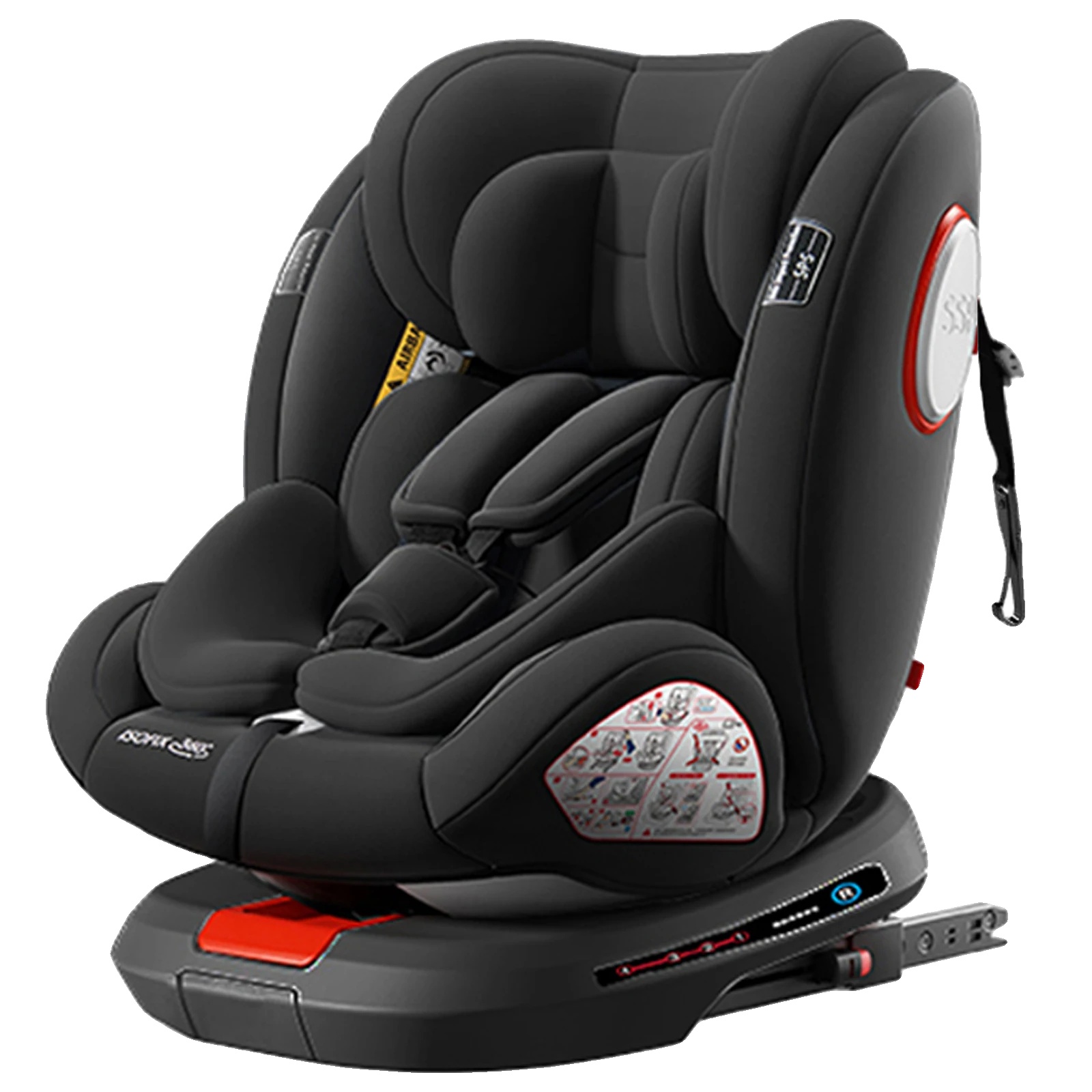 Kindersitz, 360° Drehbar, Isofix-installation, L007-schwarz