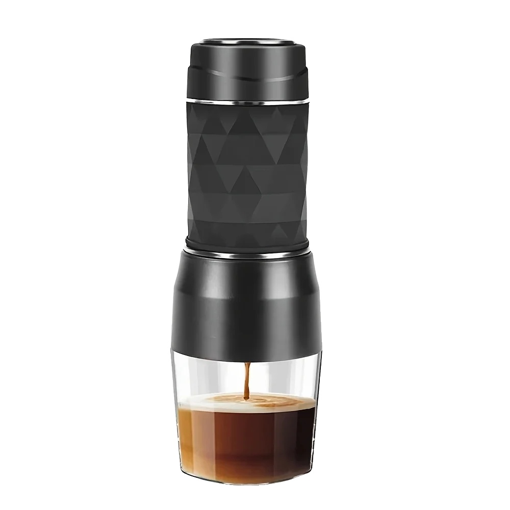 Espresso-kaffeemaschine, Tragbares Design, Manuelle Bedienung, Schwarz