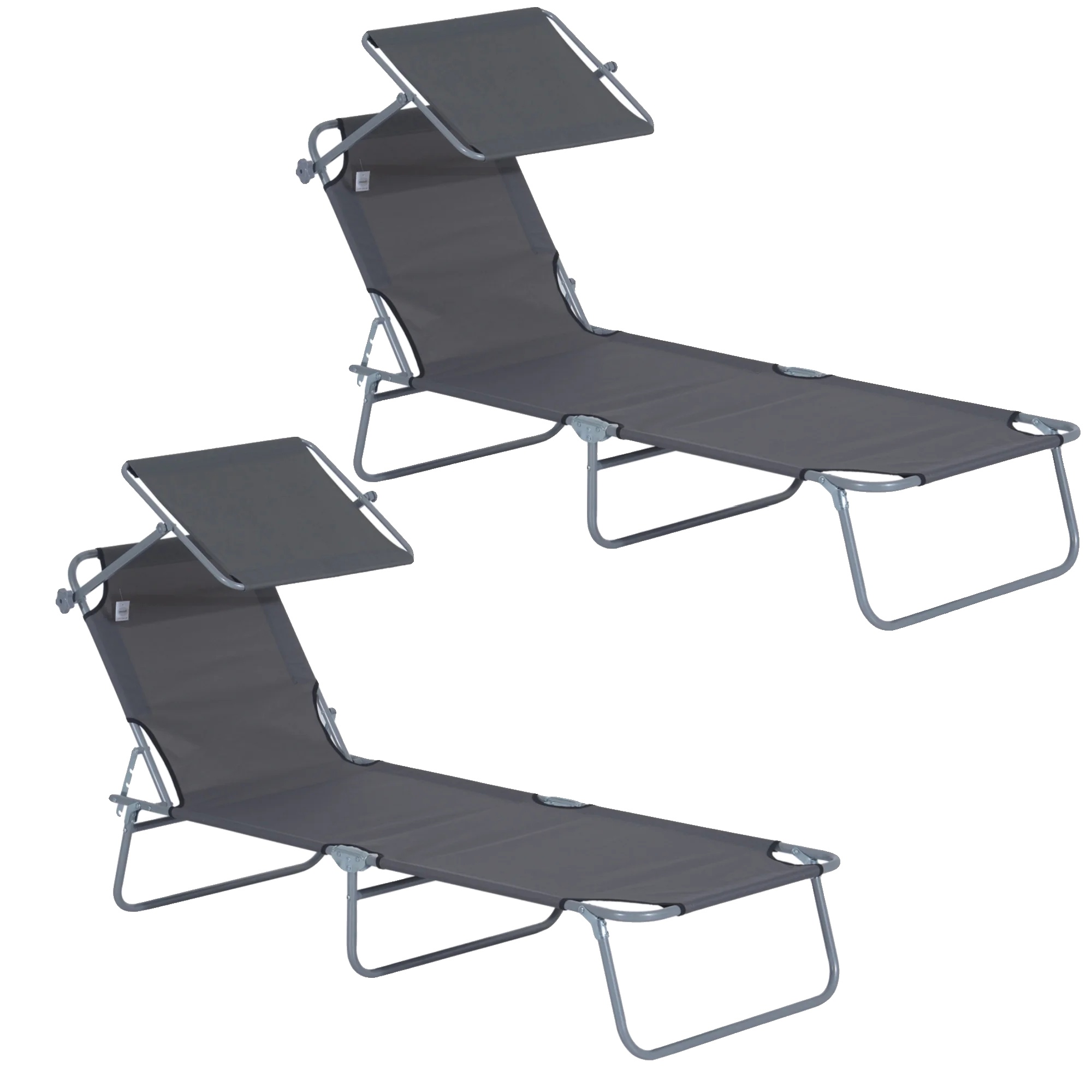 Sonnenliege, Gepolstertes Sitzen, Klappbares Design, 2stück