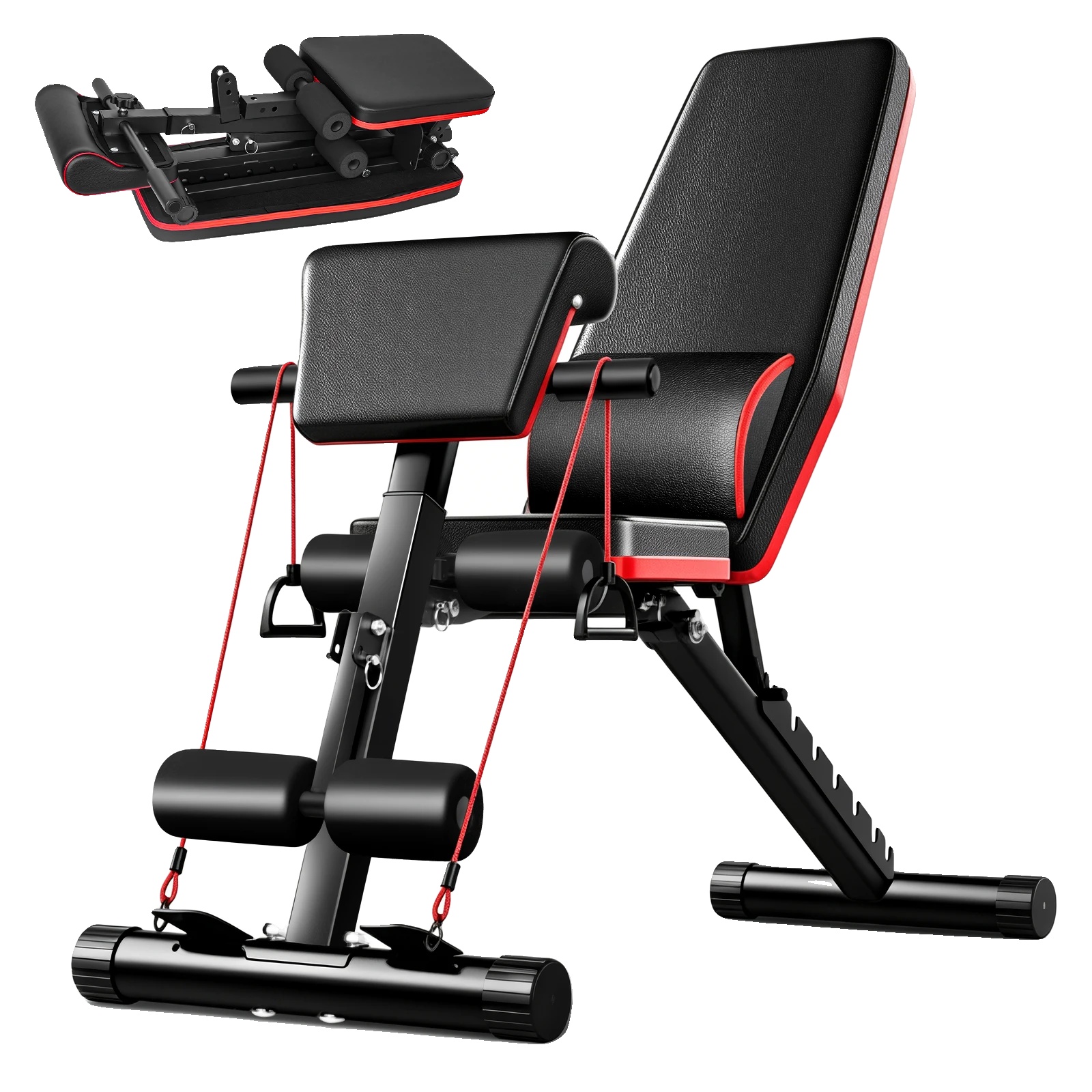 Fitnessgerät, Verstellbare Rückenlehne, Klappbares Design, Schwarz