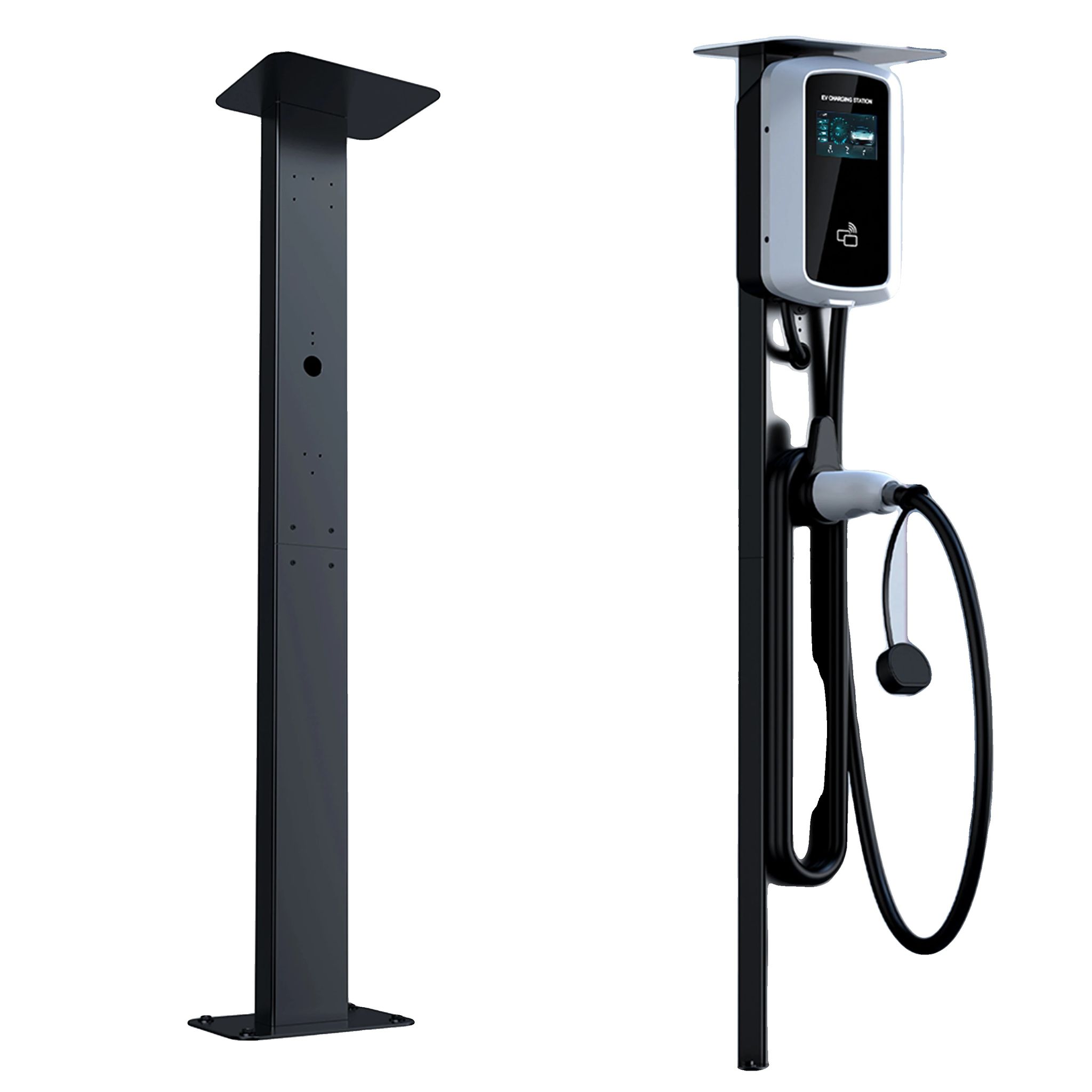 Ladesäule Für Elektrofahrzeuge, Aluminiumlegierungsbasis, Einfache Installation, Schwarz Universal